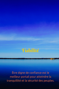 Citation de la leçon 19: "Être digne de confiance est le meilleur portail pour atteindre la tranquillité et la sécurité des peuples."